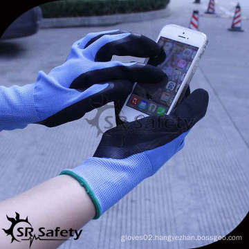 SRSAFETY 15G knit liner Nitrile Dipping Touch Working Gloves /Touch gloves for Iphone 6s with working